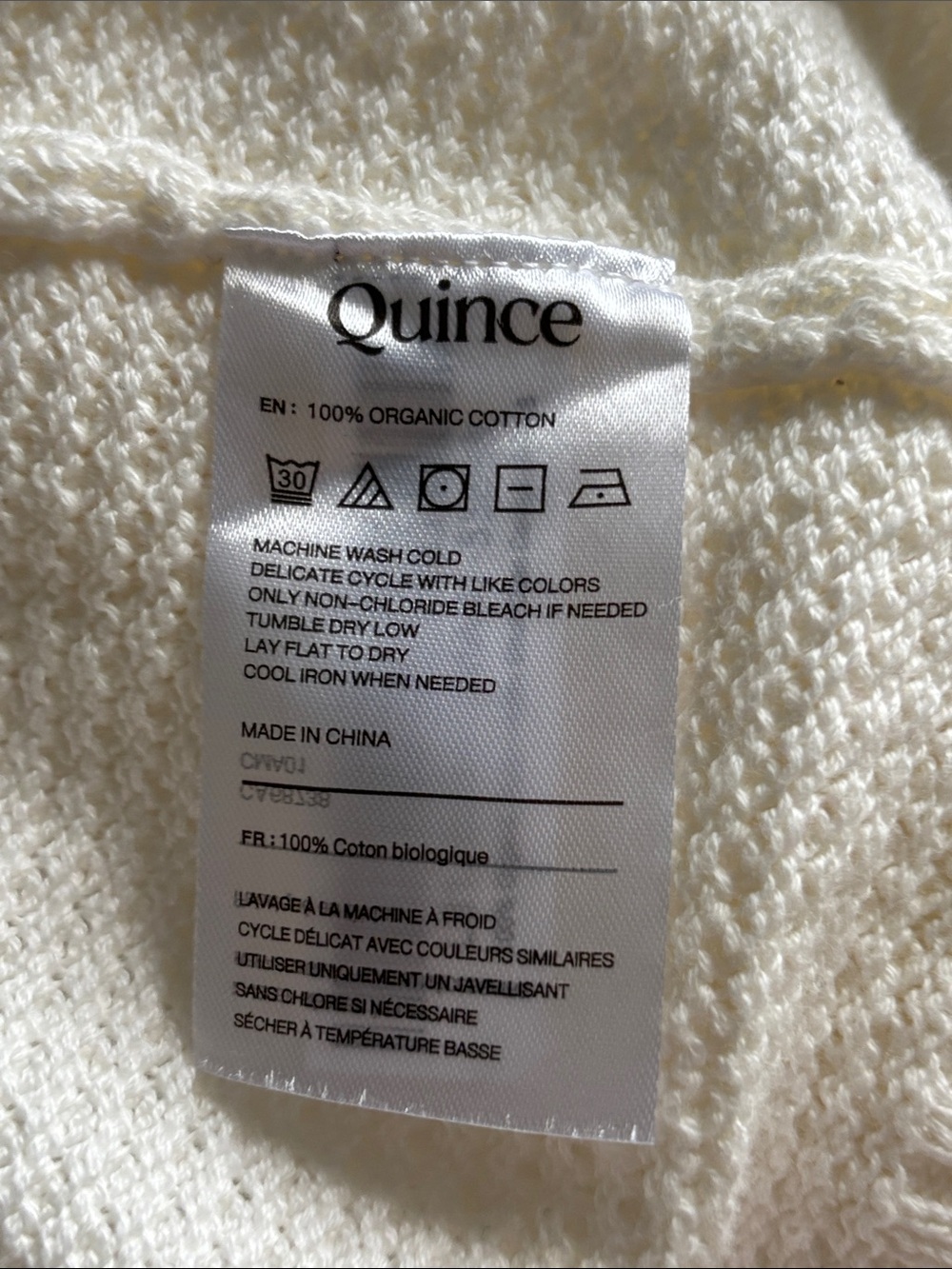 NWT Quince Ivory Waffle Stitch Open-Front Knit Cardigan 100% Organic Cotton S - Picture 7 of 13